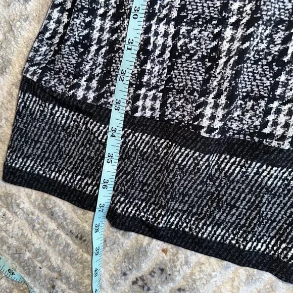 Black White Houndstooth Jacquard Michael Kors Long Sleeve Knee Length Dress L - Picture 8 of 10